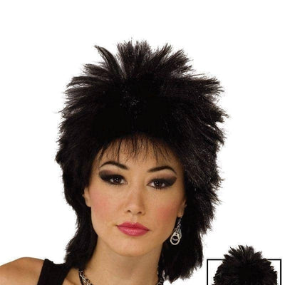 80s Rock Idol Black Wigs Unisex_1