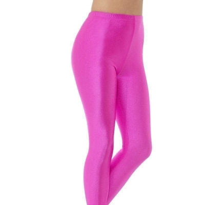 80s Disco Spandex Leggings Adult Neon Pink_1 sm-48110m