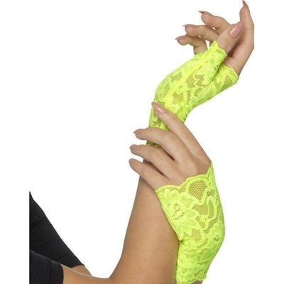 80s Fingerless Lace Gloves Adult Neon Green_1 sm-45148