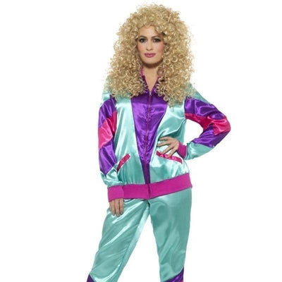 80s Height Of Fashion Shell Suit Costume Female Adult Green Purple_1 sm-43130m