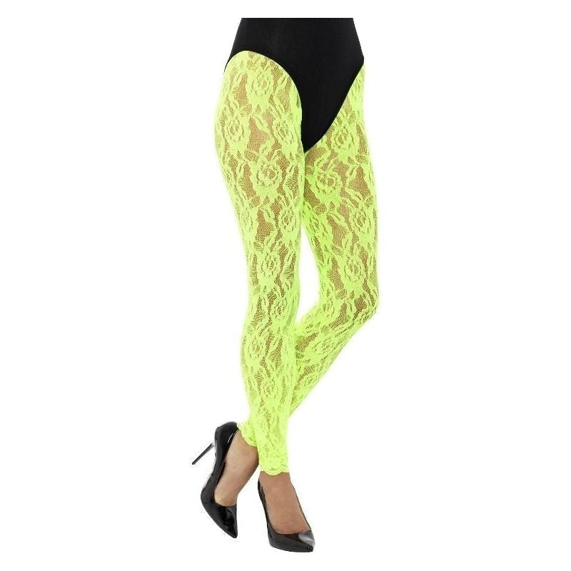 80s Lace Leggings Adult Neon Green_2 