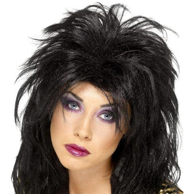 80s Popstar Wig Adult Black_1 sm-42027