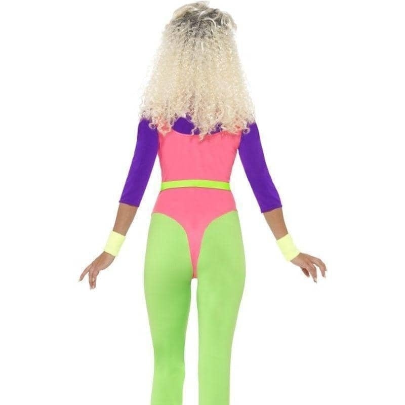 80s Work Out Costume With Jumpsuit Adult Purple Pink Green_2 sm-43196S