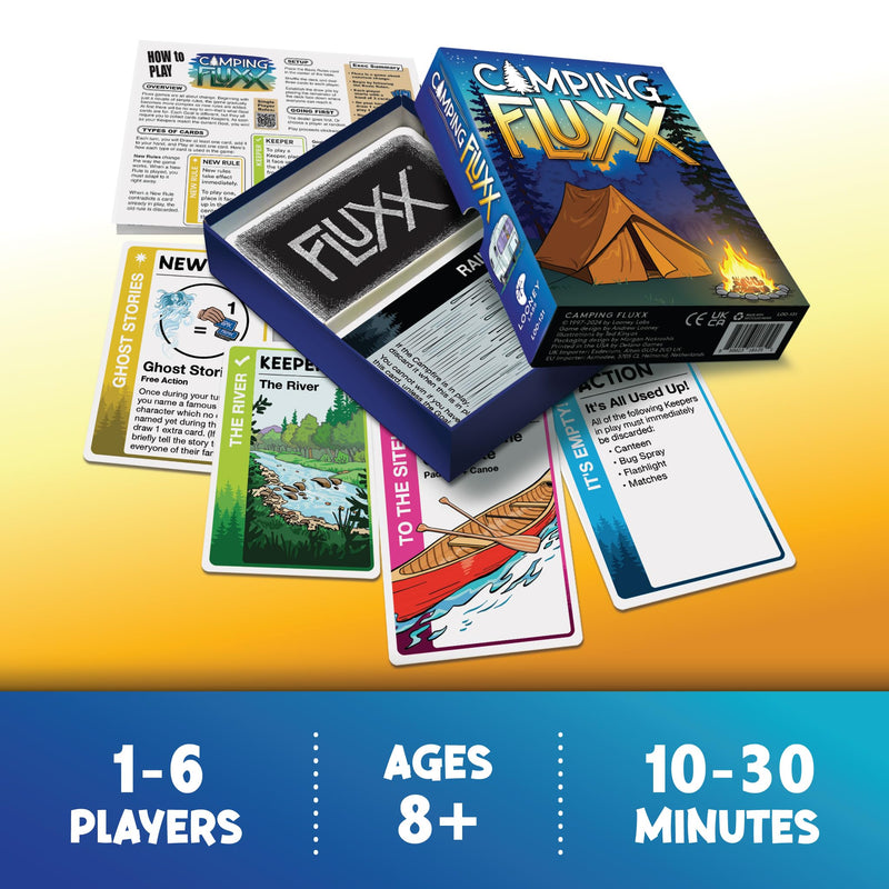 Camping Fluxx Card Game by Looney Labs - Summer Fun, Outdoor Adventure, Perfect for Family Camping Trips and Campfire Nights