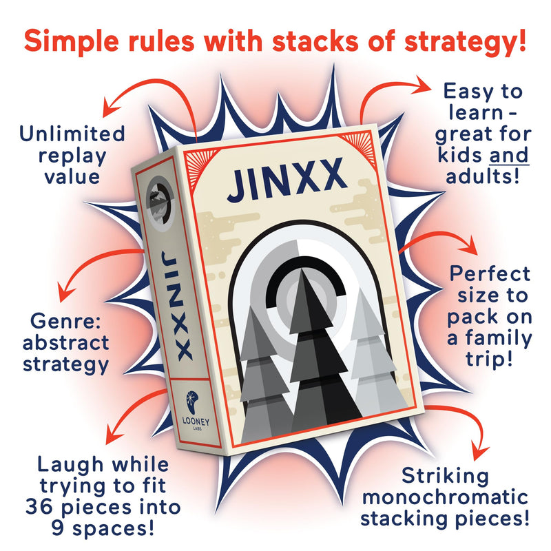 Looney Labs Jinxx Pyramid Board Game - Simple Rules with Stacks of Strategy!, Gray