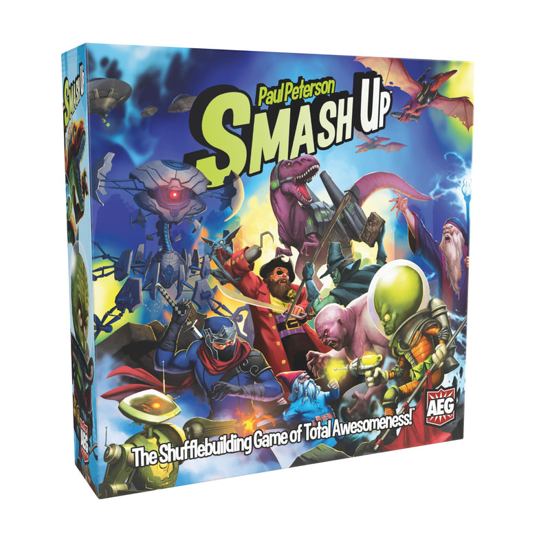 AEG Smash Up Base Game | Shufflebuilding Card Game | Aliens, Dinosaurs, Ninjas, Pirates, Robots, Tricksters, Wizards, Zombies | 2-4 Players | Ages 10+