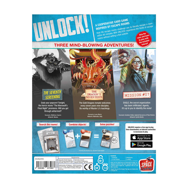 UNLOCK! Epic Adventures Card Game - Escape Room-Inspired Cooperative Adventure, Fun Family Game for Kids and Adults, Ages 10+, 1-6 Players, 1 Hour Playtime, Made by Space Cowboys