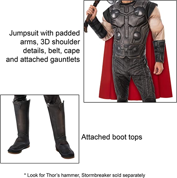 Thor Mens Deluxe Muscle Costume Avengers Endgame 2 rub-700739XL MAD Fancy Dress
