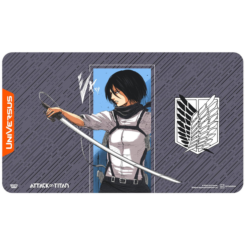 UniVersus Attack on Titan: Battle for Humanity - Mikasa Ackerman Playmat - 24 x 14 Neoprene Mat, Tabletop Card Game Accessory, UVS Games, Licensed