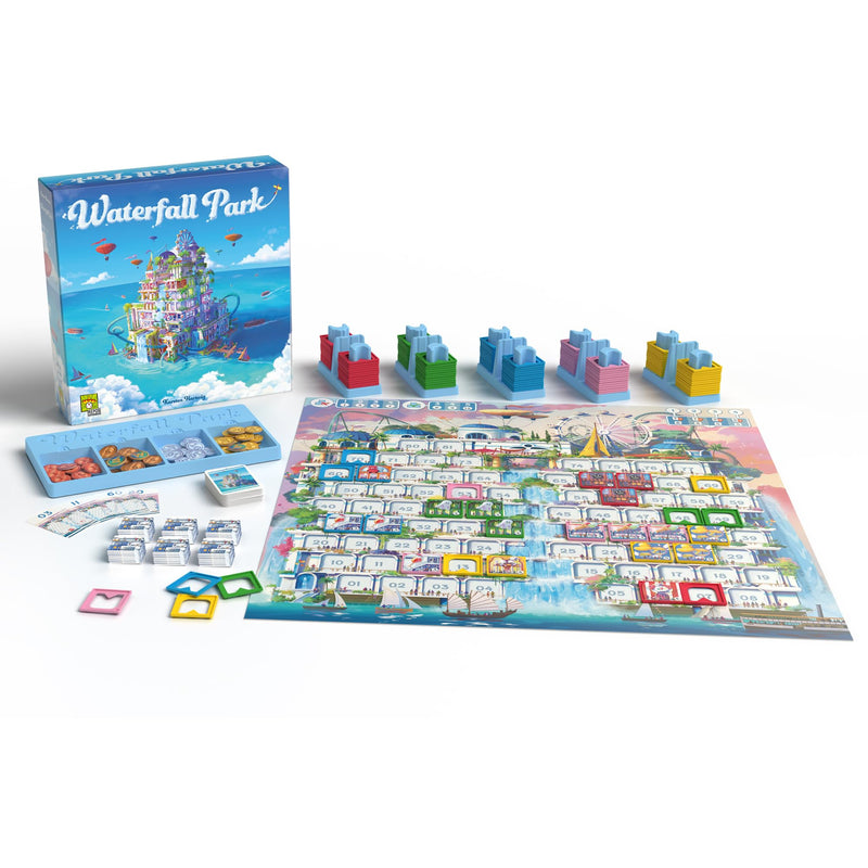 Waterfall Park Board Game - Build The Ultimate Amusement Park! Strategy Game, Fun Family Game for Kids and Adults, Ages 10+, 3-5 Players, 45 Minute Playtime, Made by Repos Production