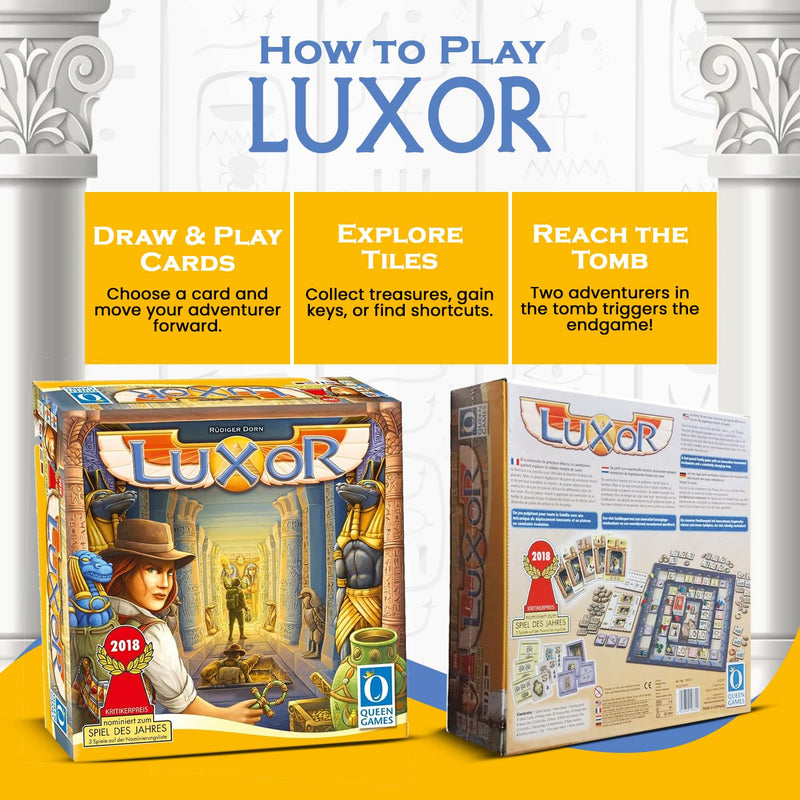 Queen Games Luxor Strategy Board Game for Families, Adults, Kids Ages 8+, 2-4 Players