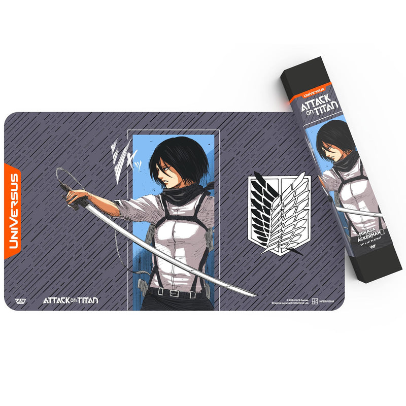 UniVersus Attack on Titan: Battle for Humanity - Mikasa Ackerman Playmat - 24 x 14 Neoprene Mat, Tabletop Card Game Accessory, UVS Games, Licensed