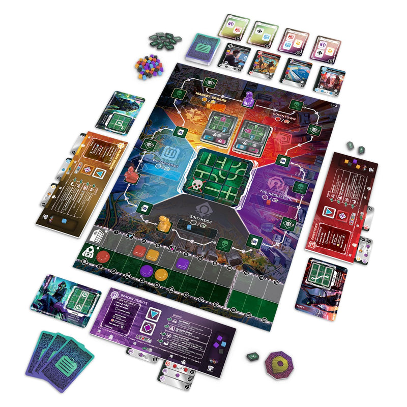 Thunderworks Games - Metrorunner | Strategy Board Game | Sci-fi Rondel Eurogame with Hacking Tile Puzzle | Worker Movement & Resource Collection | Family Game for 1-5 Players Ages 14+ 30-90 Minutes