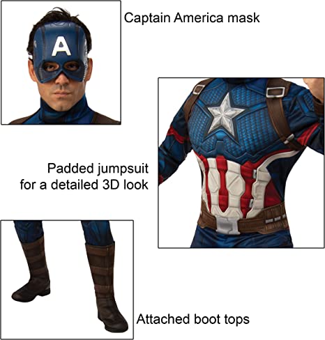 Captain America Deluxe Mens Costume 2 rub-700734XL MAD Fancy Dress