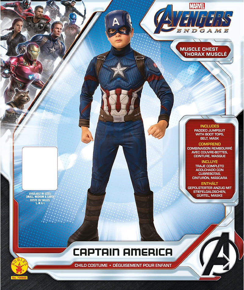 Captain America Boys Deluxe Costume Avengers 4 5 MAD Fancy Dress