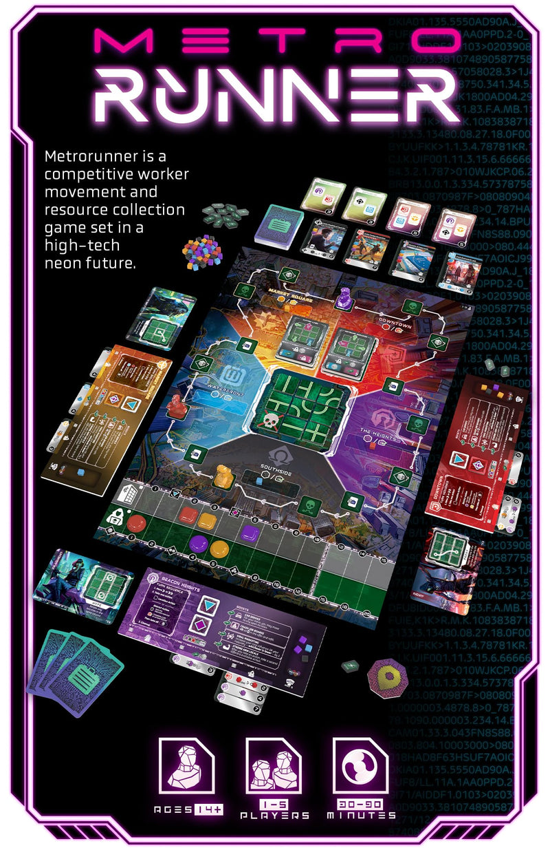 Thunderworks Games - Metrorunner | Strategy Board Game | Sci-fi Rondel Eurogame with Hacking Tile Puzzle | Worker Movement & Resource Collection | Family Game for 1-5 Players Ages 14+ 30-90 Minutes