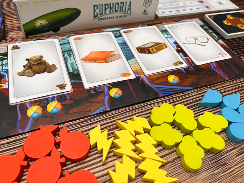 Stonemaier Games: Euphoria: Ignorance is Bliss Expansion | Add to Euphoria: Build a Better Dystopia (Base Game) | New Solo Mode, New Antiques Bazaar & Other Components | 1-6 Players, 60 Mins, Ages 14+