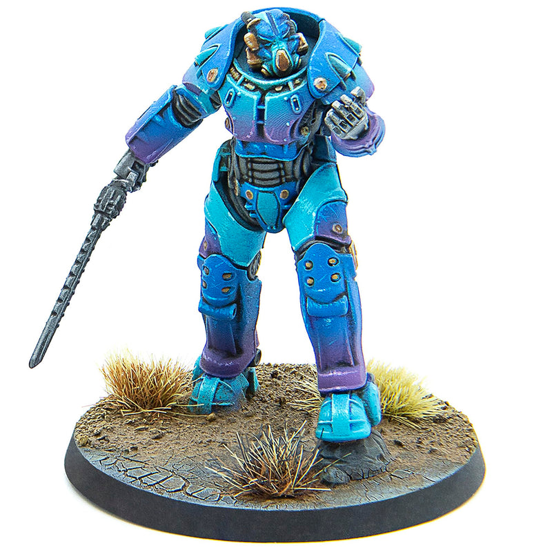 Modiphius Entertainment: Fallout: Wasteland Warfare - Unaligned: X-01 Power Armor - 3 Figures, Unpainted Miniatures, Scenic Bases, Tabletop Miniatures