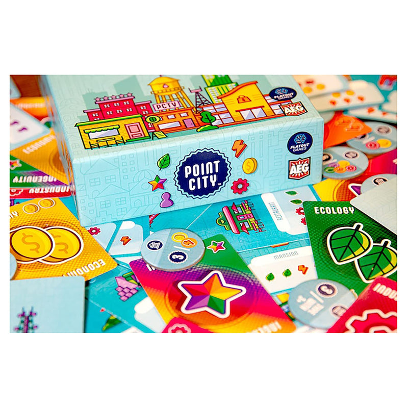 AEG & FlatOut Games | Point City - A City Building Card Game for The Whole Family | Easy to Learn | Quick to Play | Ages 10+ | 1-4 Players