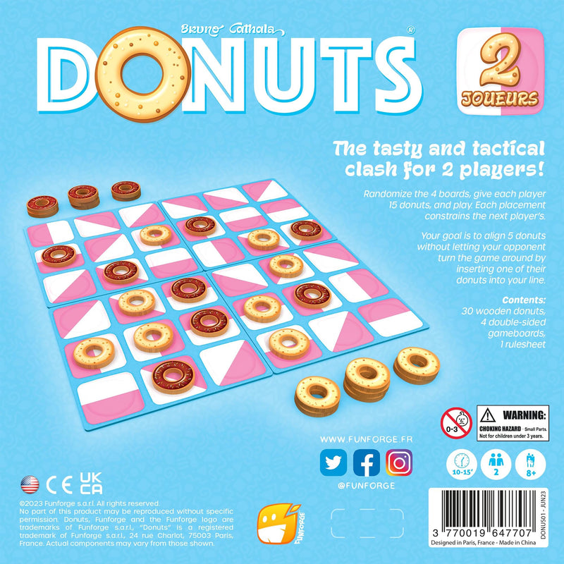 Funforge: Donuts - The Tasty & Tactical Clash for 2 Players, Placement Board Game, Abstract Adult & Family Game, Ages 8+, 10-15 Min