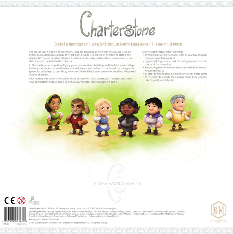 Stonemaier Games: Charterstone | A Competitive Legacy Village-Building Board Game for Adults | Witness Your City Flourish and The Board Change Forever as You Play | 1-6 Players, 75 Mins, Ages 14+