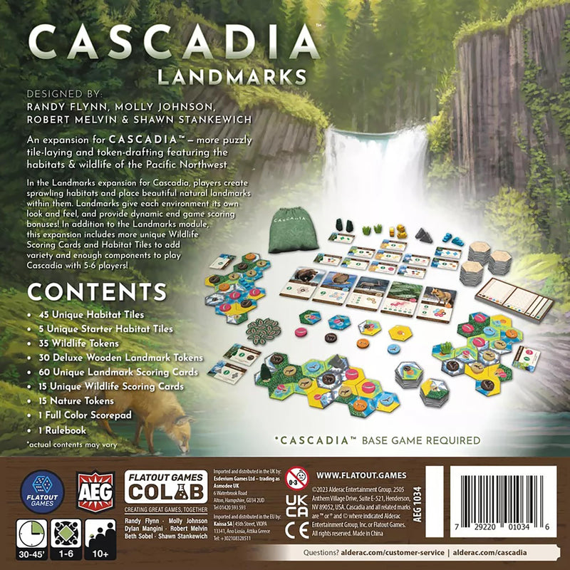 AEG & Flatout Games | Cascadia: Landmarks - Expansion for Award-Winning Board Game, Cascadia | Easy to Learn | Quick to Play | Ages 10+ | Adds 5th & 6th player