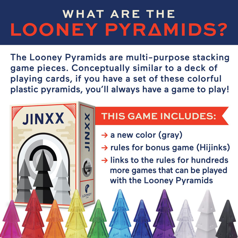 Looney Labs Jinxx Pyramid Board Game - Simple Rules with Stacks of Strategy!, Gray