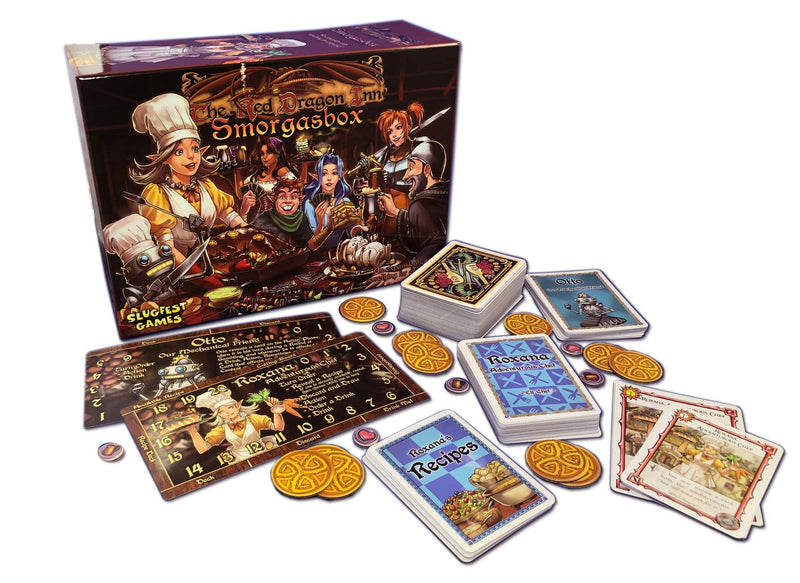 Slugfest Games: Red Dragon Inn: Smorgasbox, Expansion, Includes Roobted Version of this Product, with Five New Games, For Ages 13 and up