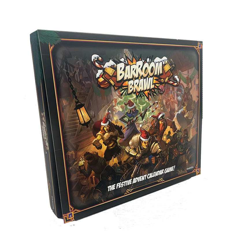 Barroom Brawl - Fantasy Tavern Mayhem Game, 24-Day Calendar with Pre-Assembled Miniatures & Scenery, Perfect Family Game with Daily Surprises Until Christmas, Made by Mantic Games