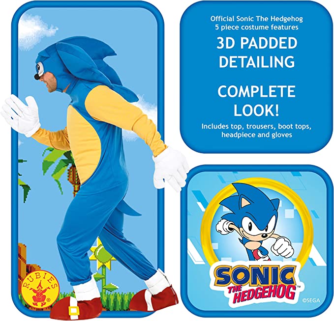 Sonic The Hedgehog Adult Costume with Gloves