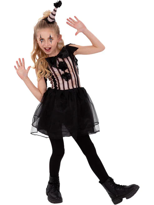 Dark Vintage Clown Costume Girls Dress and Hat