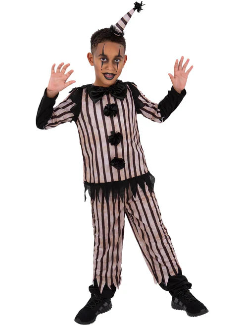 Dark Vintage Clown Costume Boys Top Trousers Hat