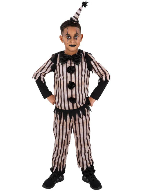Dark Vintage Clown Costume Boys Top Trousers Hat