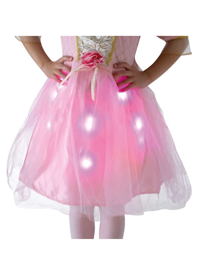 Childs Rose Princess Costume With Fiber Optic Light Twinkle Skirt