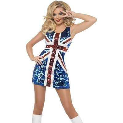 90's Rule Britannia Spice Girls All That Glitters Costume Adult Dress Blue Red White_1