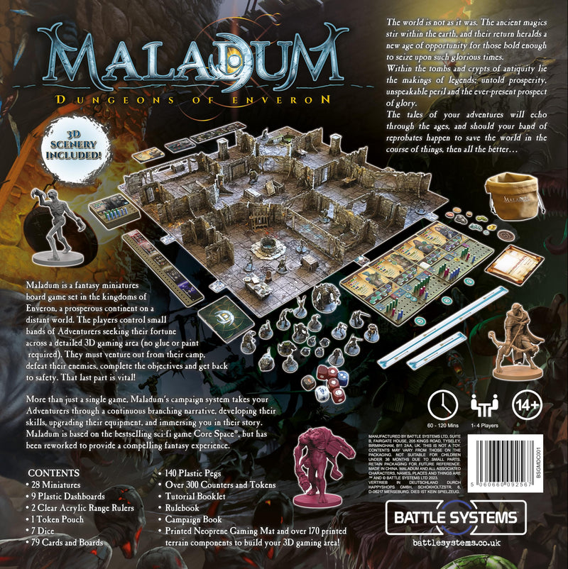 Maladum Dungeons of Enveron Starter Set - Fantasy Dungeon Crawler Game Immersive Terrain Solo, Co-op and Adversarial Play