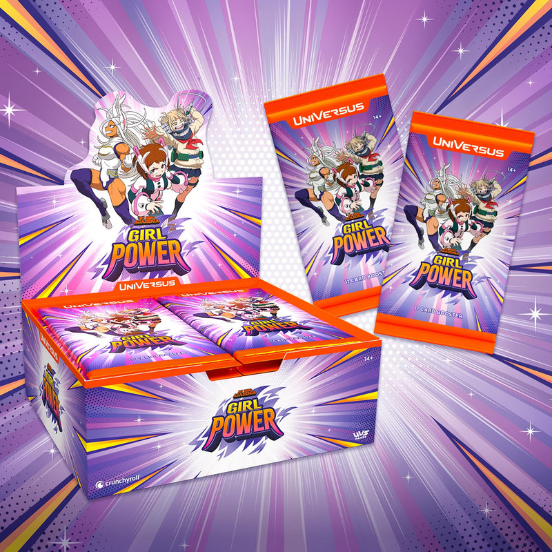 Universus My Hero Academia: Girl Power Booster Display - Includes 24 Booster Packs (11 Cards Ea), Deck-Building Card Game, Powerful Female Characters