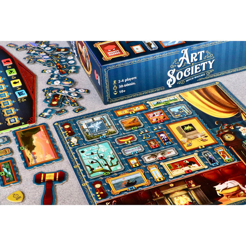 Mighty Boards: Art Society - Collection Board Game, Bid At Auctions, Collect & Display Your Art, Ages 10+, 2-4 Players, 30-60 Min