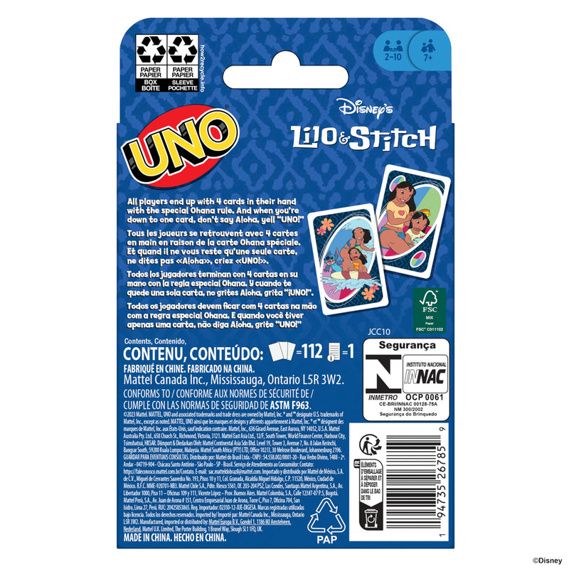 Mattel Games UNO Disney’s Lilo and Stitch Card Game for Kids, Adults & Family with Deck & Special Rule Inspired by The Movie