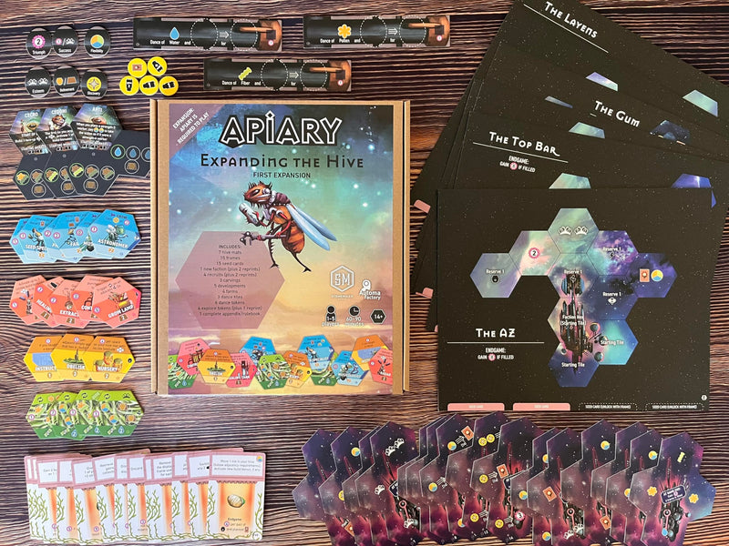 Stonemaier Games: Apiary: Expanding The Hive Expansion | New Unique Frames, Additional Tiles, and More! | Add to Apiary - A Strategy Board Game About Bees in Space | 1-5 Players, 90 Mins, Ages 14+