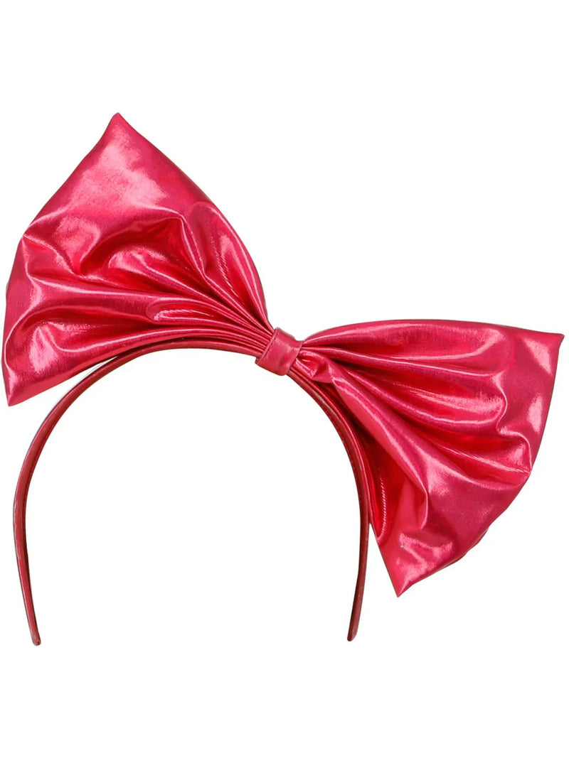 80s Metallic Pink Bow Headband