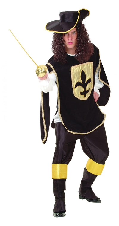 Mens Musketeer Man Black Adult Costume Male Halloween_1 AC006
