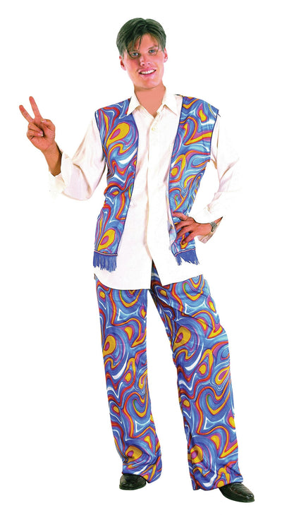 Mens Flower Power Hippy Man Adult Costume Male Halloween_1 AC323