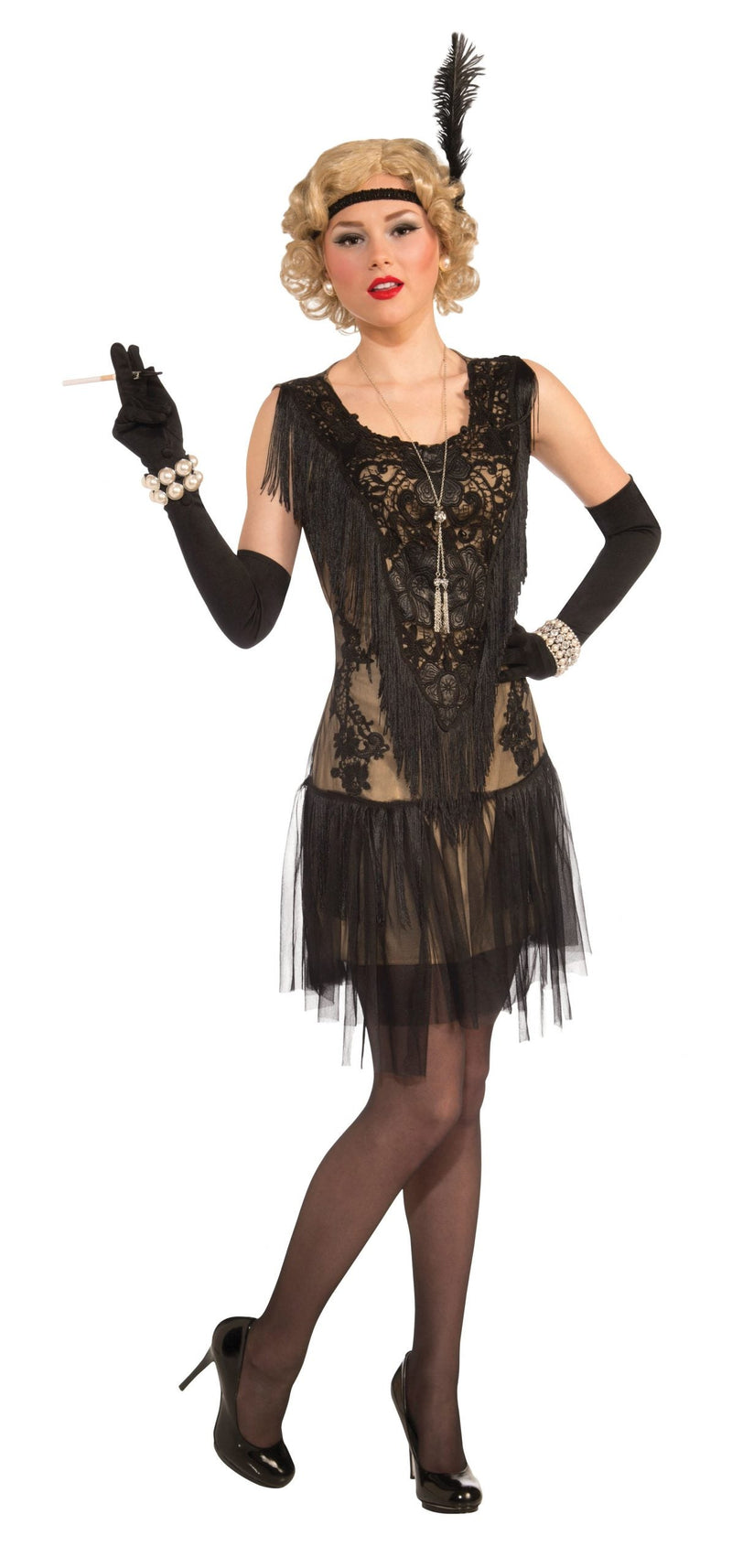 Womens Lacey Lindy Deluxe Flapper Dress Adult Costume Female Halloween_1 AC569