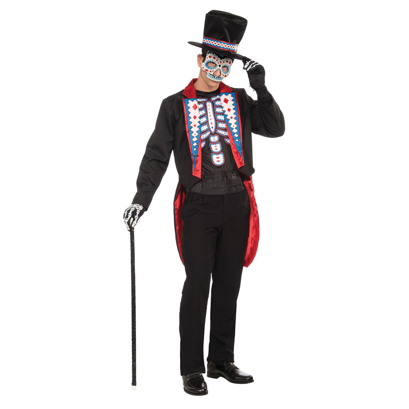 Mens Day Of The Dead Long Tail Suit Adult Costume Male Halloween_1 AC615
