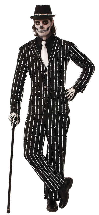 Mens Bone Pin Stripe Suit Adult Costume Male Halloween_1 AC628