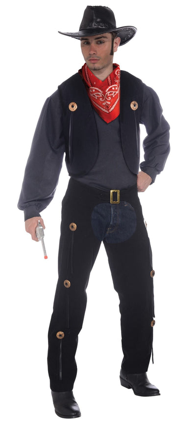 Mens Cowboy Vest + Chaps Set Adult Costume Male Halloween_1 AC775