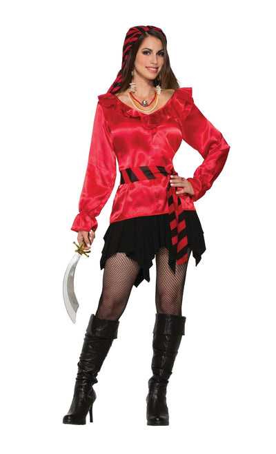 Pirate Lady Red Blouse Adult Costume Uk Size 14 16_1 AC78767
