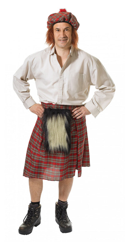 Mens Scots Kilt + Hat Adult Costume Male Halloween_1 AC969