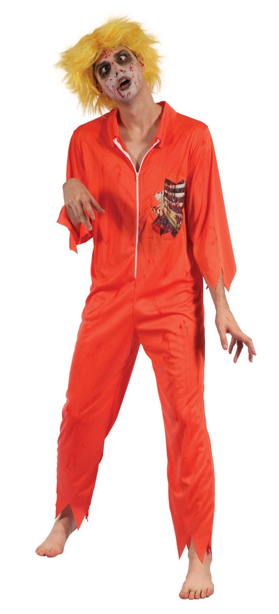 Zombie Prisoner Man Orange Boiler Suit Adult Costume Chest Size 44"_1 AF032